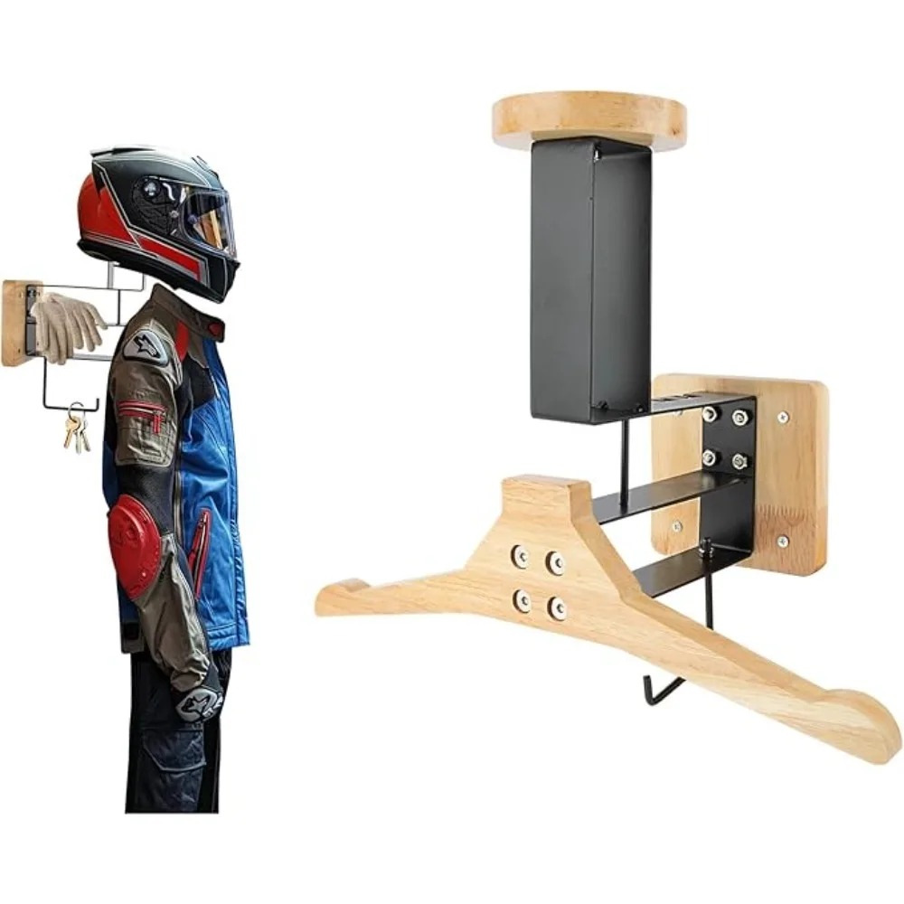 Motorcycle 1PCS Wooden Helmet  - Cycling Gear Wall Storage 评论和价格