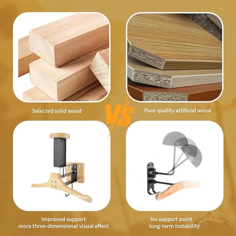 Motorcycle 1PCS Wooden Helmet  - Cycling Gear Wall Storage 评论和价格