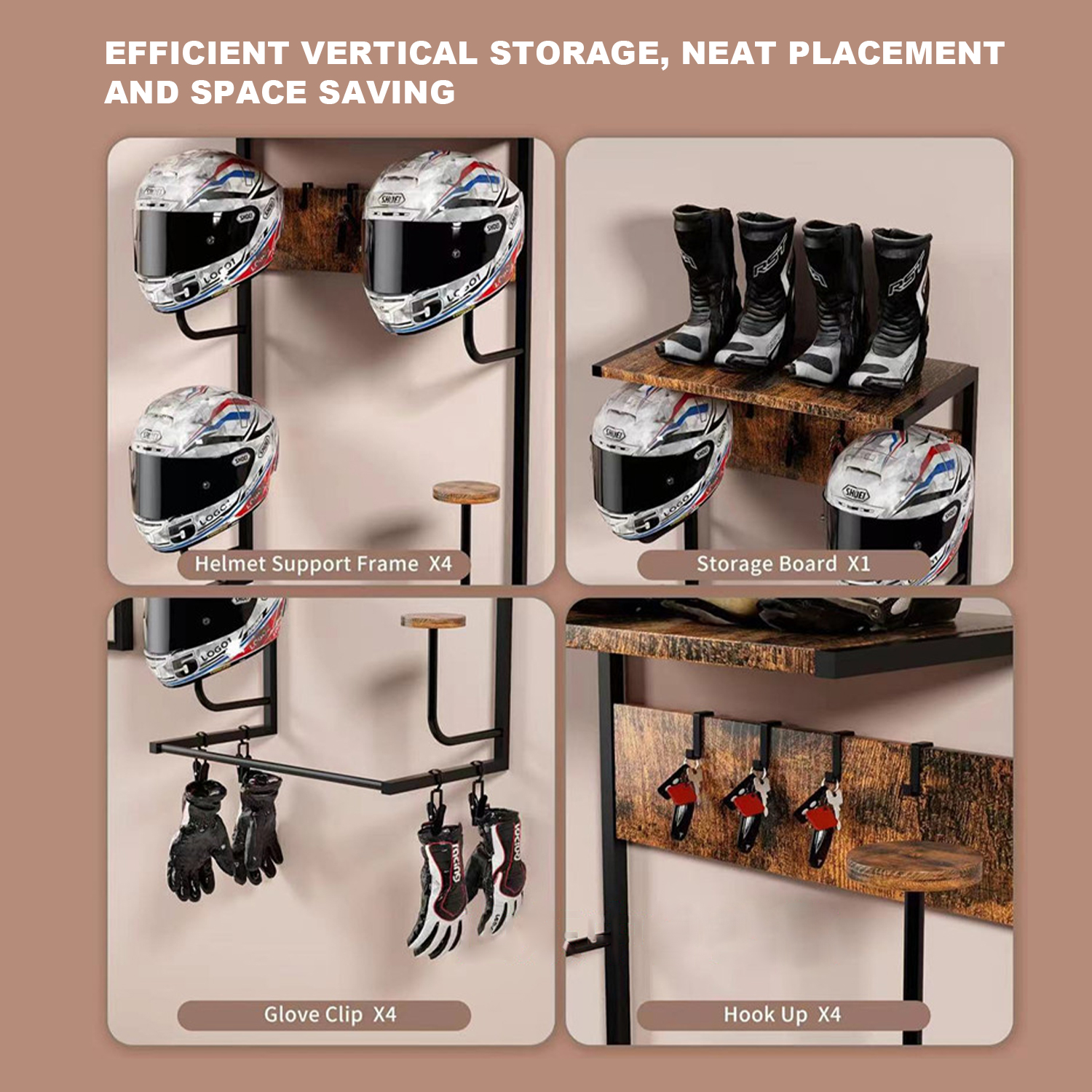 Motorcycle Helmet Holder, Wall - Cycling Gear Organiser 评论和价格